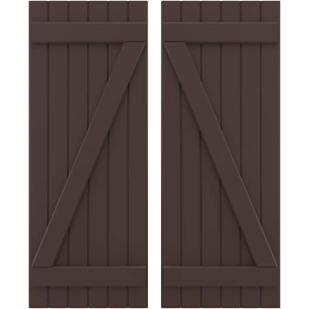 Americraft 6-Board (2 Batten) Wood Joined Board-n-Batten Shutters W/ Z-Bar, ARW102BB621X50TBH